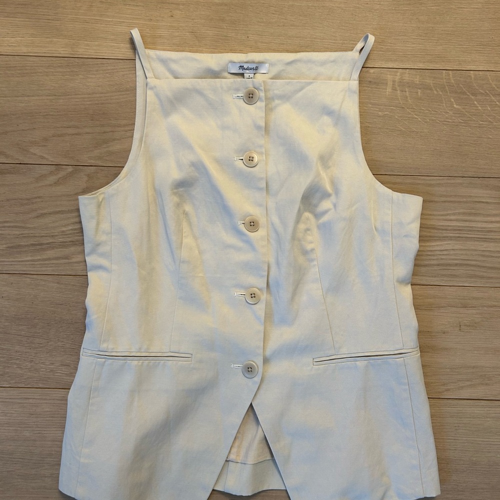 Square Neck Vest in Drapey Twill